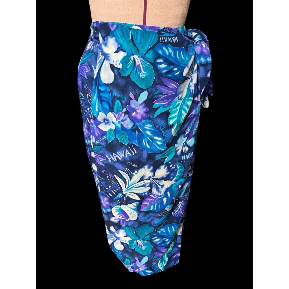 Vintage Dana Buchman 💯 Silk True Wrap Skirt Sz 4 Hawaiian Tropical Tiki Resort